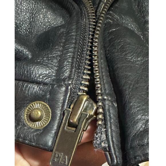 Vintage Wenatchee Wild Black Leather Bomber Jacket Full Zip Embroidered Logo - Picture 7 of 9